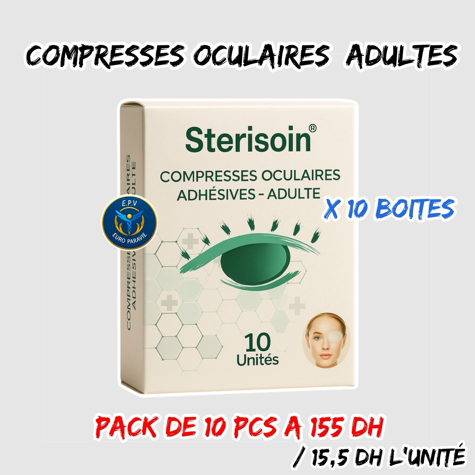 COMPRESSE OCULAIRE STERISOIN ADULTE