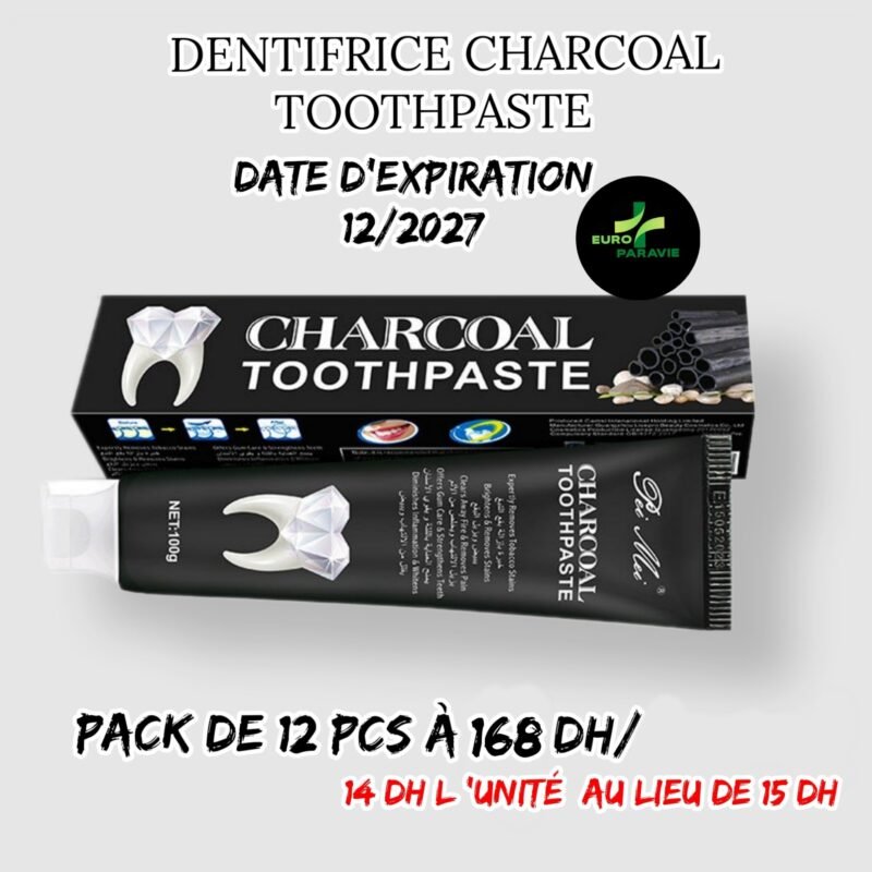 💫DENTIFRICE CHARCOAL -100g- [Pack de 12pcs]./14 dh l'unité.