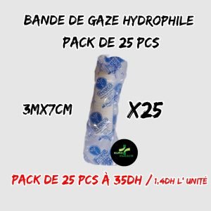 💫BANDE DE GAZE.pharco. (3m×7cm) [pack de 25 pcs]/1,4dh l'unité.