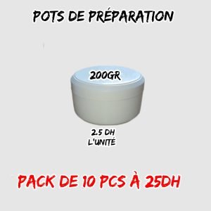 💫POTS DE PRÉPARATION. 200g [PACK de 10 pcs ]/2.5 dh l'unité.
