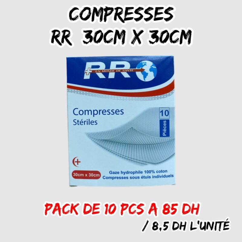 💫COMPRESSÉS STÉRILES RR30cmX30cm [pack de 10pcs].(8.5dh U)