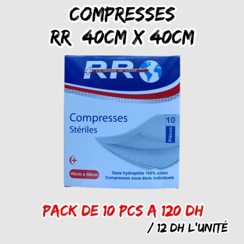 💫 COMPRESSES RR40x40 [pack de 10pcs]./12 dh u.