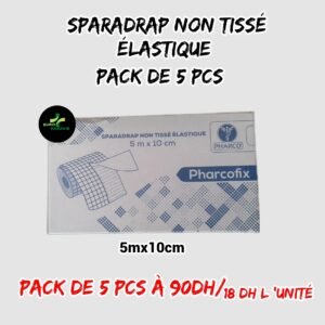 💫SPARADRAP NON TISSÉ  ÉLASTIQUE.(5cmx10m) Pack de5 pcs.