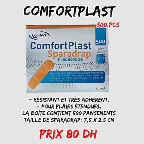 💫COMFORTPLAST. Résistante et Très  Adhérents. (Boîte de 500pcs)/Taille : (7,5 X 2,5 CM)
