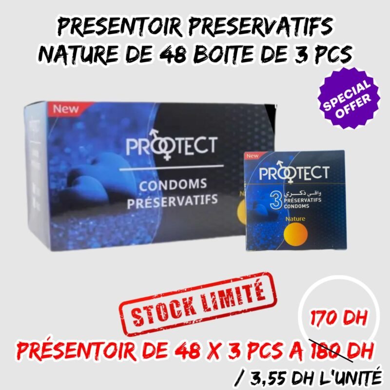 PRESENTOIR PRESERVATIFS NATURE DE 48 BOITE DE 3 PCS
