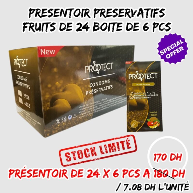 PRESENTOIR PRESERVATIFS FRUITS DE 24 BOITE DE 6 PCS
