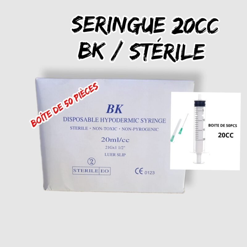 💫SERINGUE STÉRILES 20CC.
/BOÎTE DE 50PCS. 85 dh.