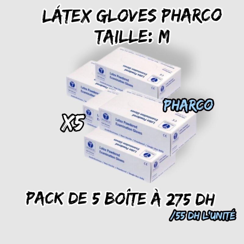 💫LÁTEX GLOVES.pack de 5 boîte à 275 dh. 55 dh l'unité.