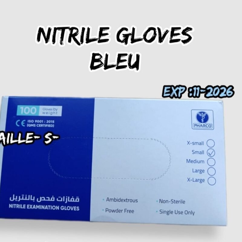 💫NITRILE BLEU .pharco.Taille(S)/60dh.