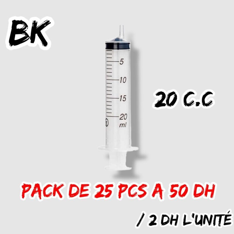 💫SERINGUE 20 CC. Pack de 25 pcs. /2 dh l'unité.