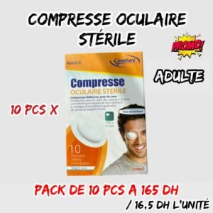 💫COMPRESSE OCULAIRE STERILE  ADULTE PACK DE 10 PCS A 165 dh/16.5dh U