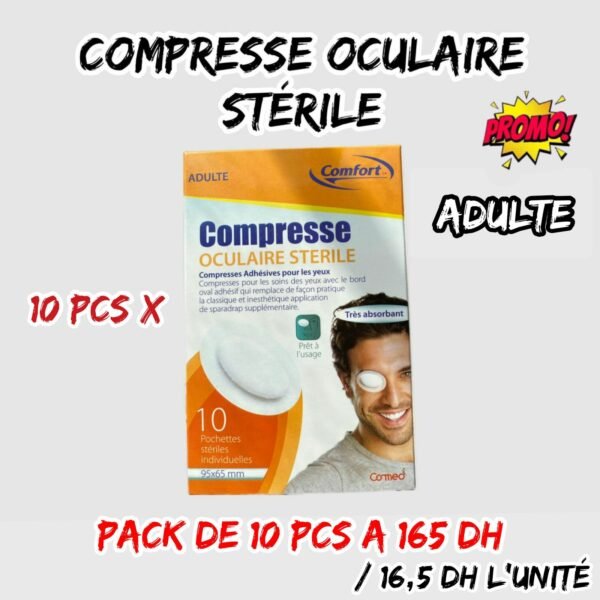 💫COMPRESSE OCULAIRE STERILE  ADULTE PACK DE 10 PCS A 165 dh/16.5dh U