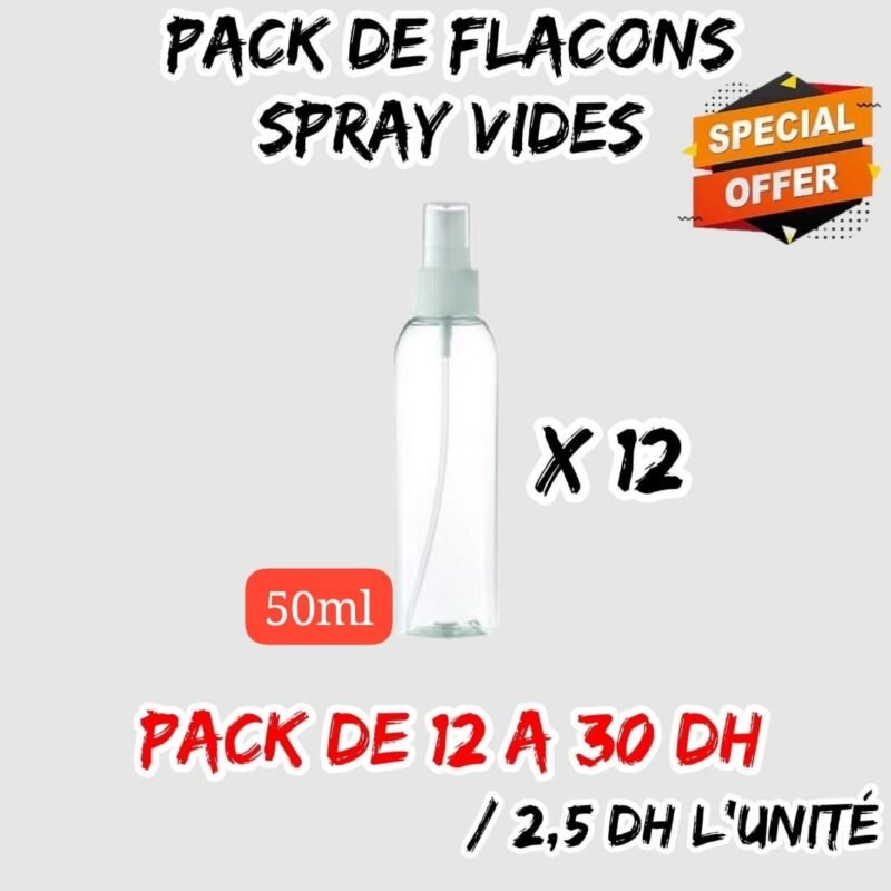 PACK DE 12 FLACONS SPRAY VIDES 50ML