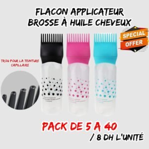 FLACON APPLICATEUR BROSSE A HUILE CHEVEUX PACK DE 5 PCS A 40 DH