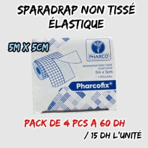 SPARADRAP NON TISSÉ ÉLASTIQUE.(5cmx5m) Pack de 4 pcs