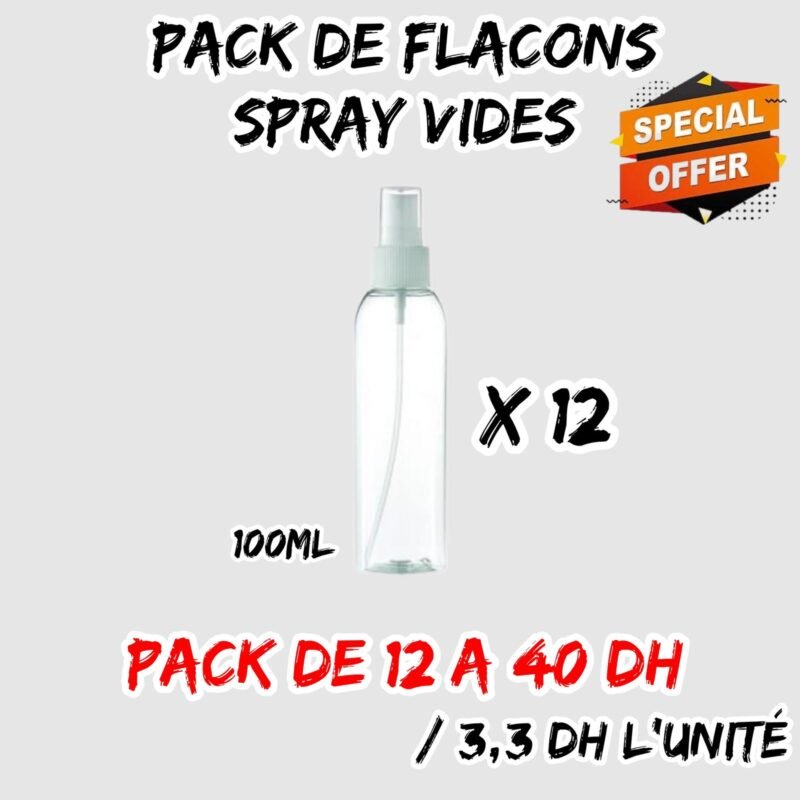 PACK DE 12 FLACONS SPRAY VIDE 100 ML