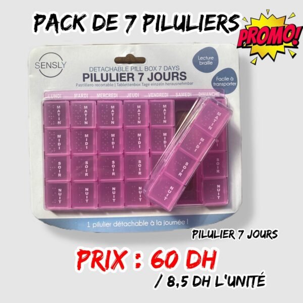 PACK DE 7 PILULIERS [ Pilulier DETACHABLE 7 JOURS ]/60 dh. – Image 2