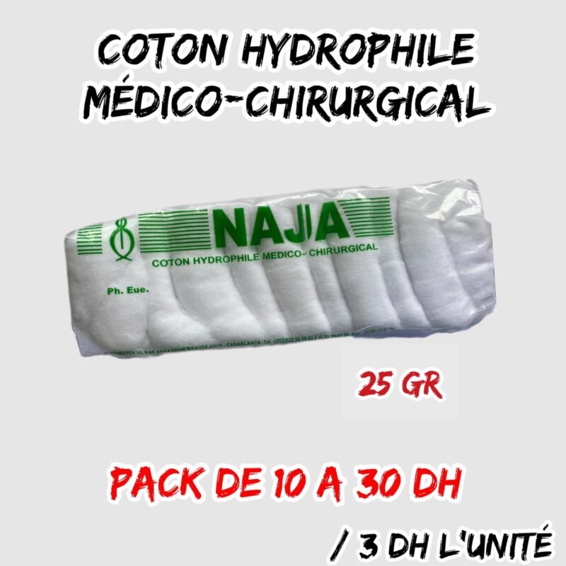 COTON HYDROPHILE MEDICO-CHIRURGICAL 25 GR { PACK DE 10 }