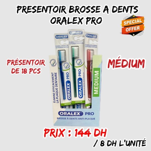 PRESENTOIR BROSSE A DENTS ORALEX PRO MEDIUM  18 pcs