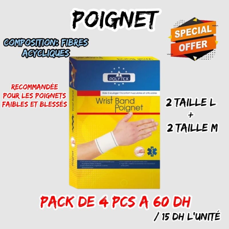POIGNET { 2 TAILLE:M + 2 TAILLE:L } 4 PCS A 60 DH