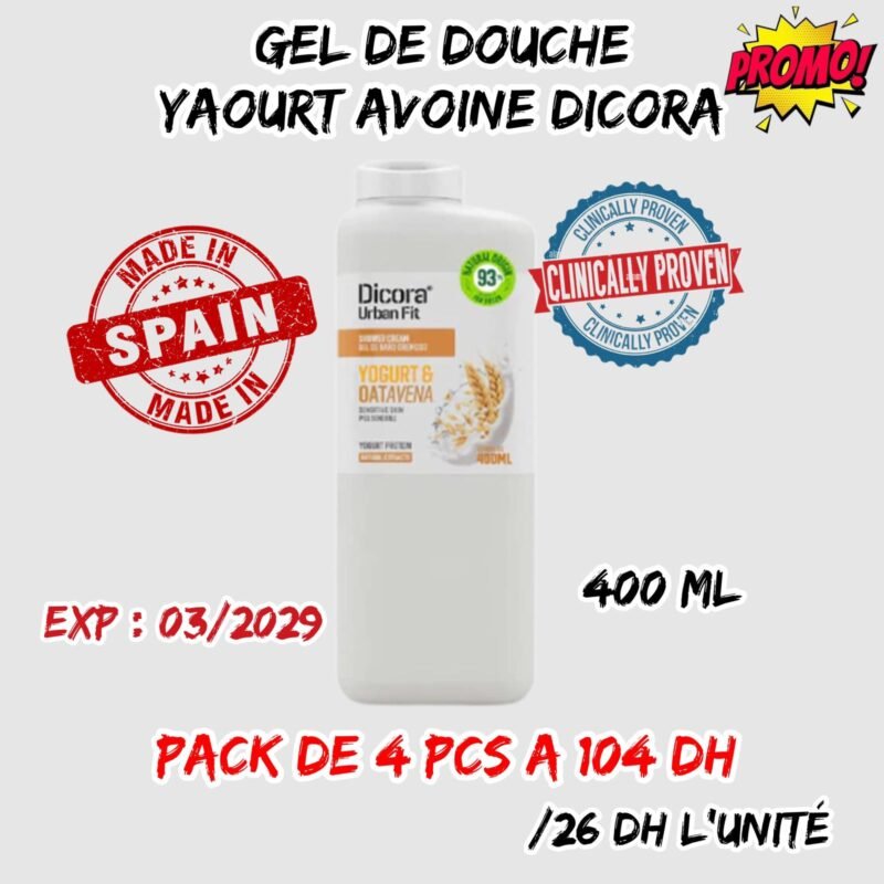 GEL DE DOUCHE YAOURT AVOINE DICORA PACK DE 4 PCS A 104 DH