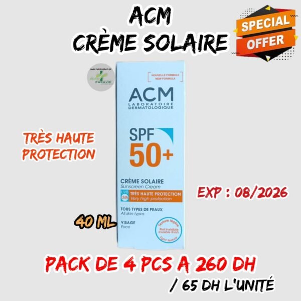 ACM CREME SOLAIRE  pack de 4 pcs A 260 dh