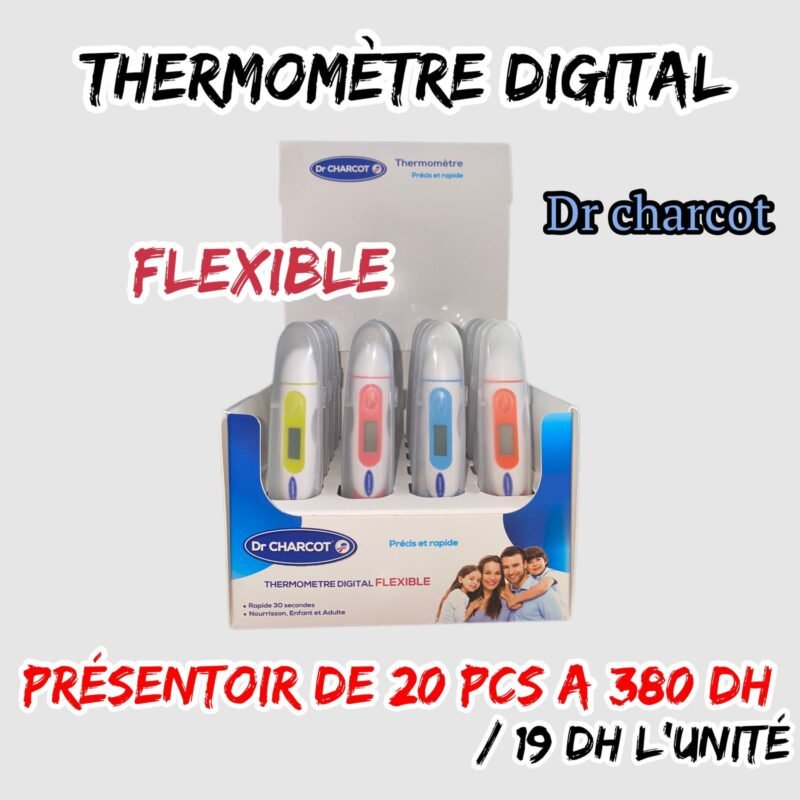 THERMOMETRE DIGITAL FLEXIBLE *DR CHARCOT* { PRESENTOIR DE 20 PCS A 380 DH }