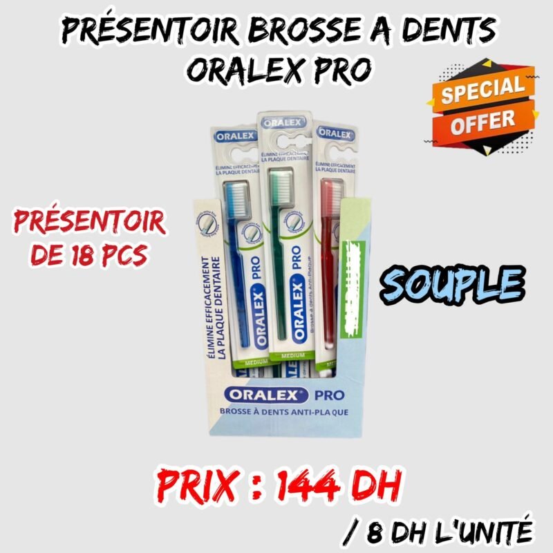 PRESENTOIR BROSSE A DENTS ORALEX PRO SOUPLE 18 pcs
