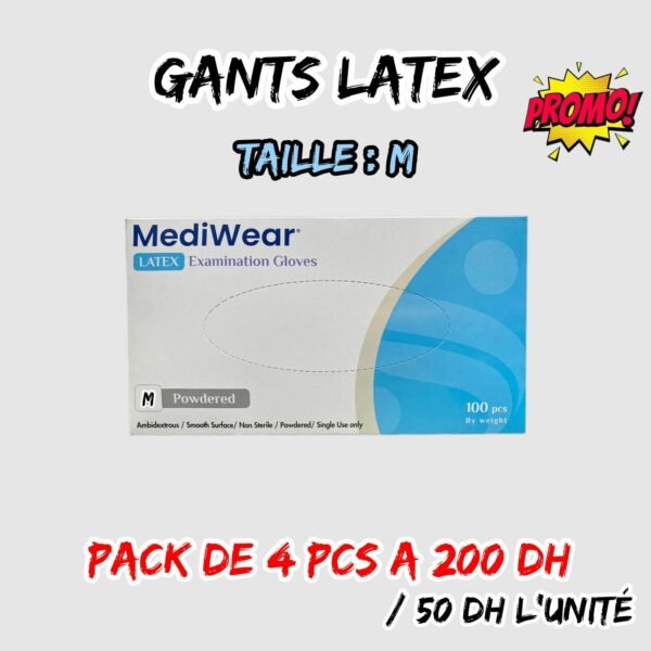 💫GANTS LATEX TAILLE : M  pack de 4 pcs.