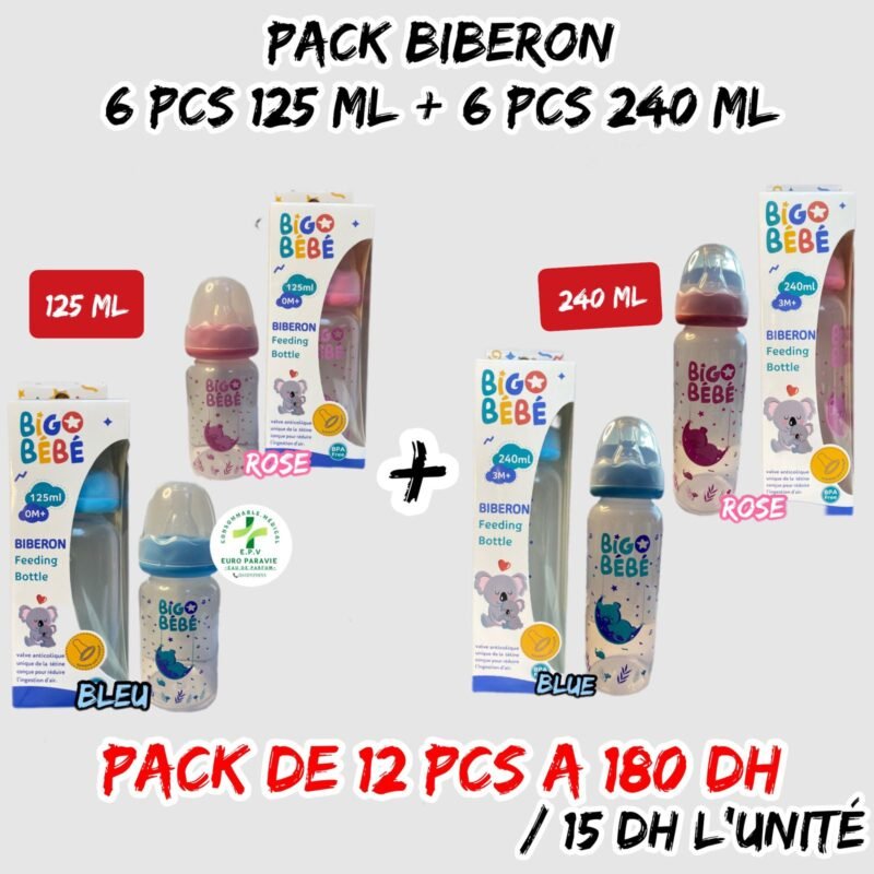 PACK BIBERON { 6pcs 125ml + 6 pcs 240ml }