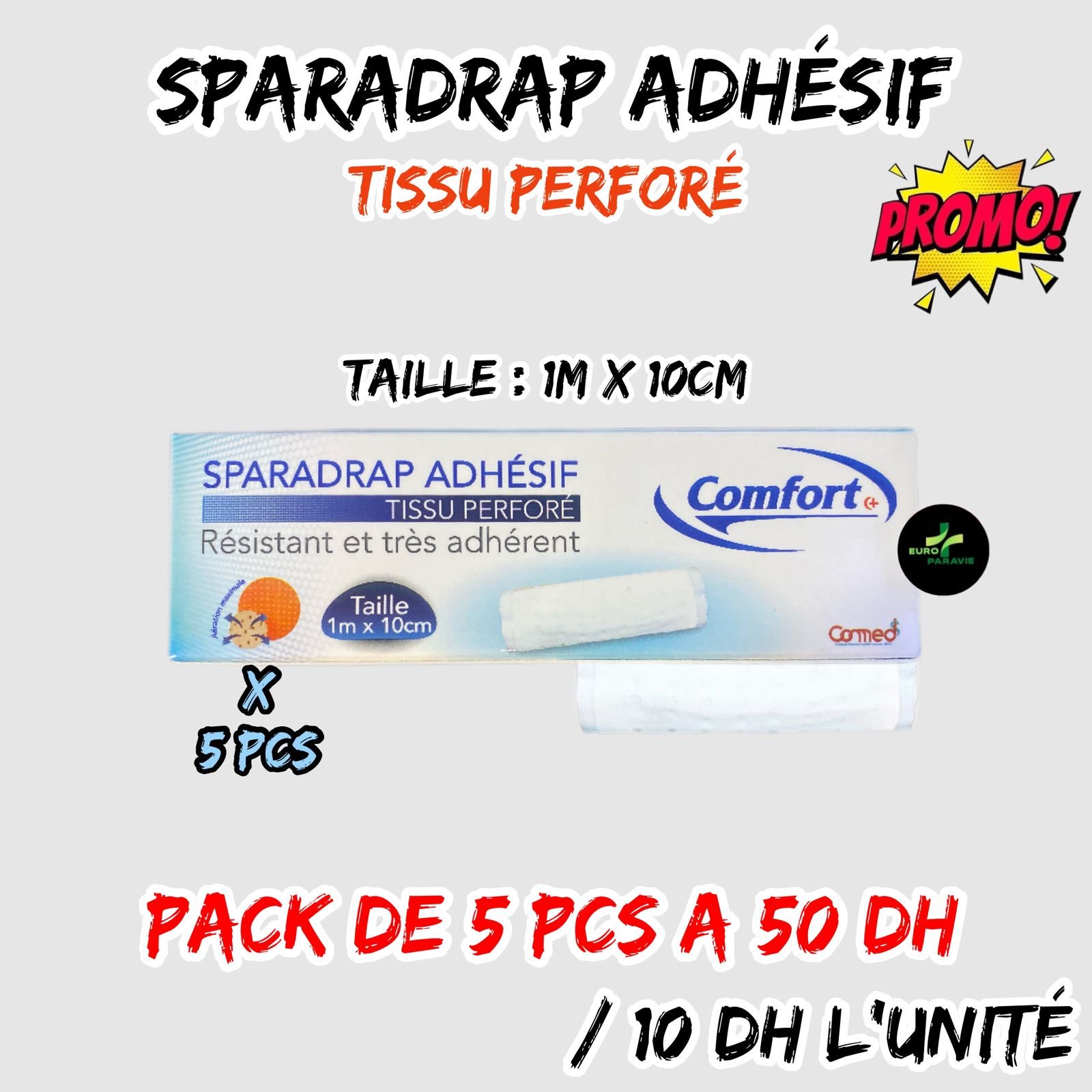 SPARADRAP ADHESIF TAILLE : 1m*10cm PACK DE 5 pcs
