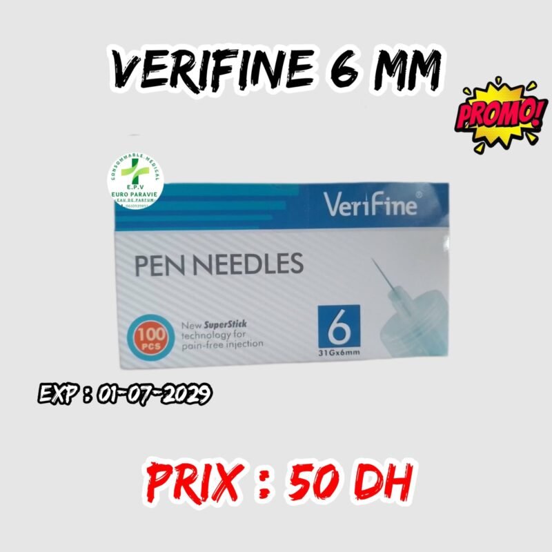 Aiguille pour stylo insuline /  VERIFINE 6mm.