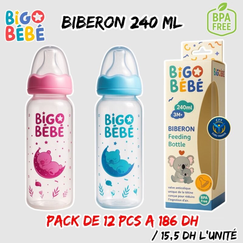 BIBERON BIGO BEBE 240ML  { 12 PCS }