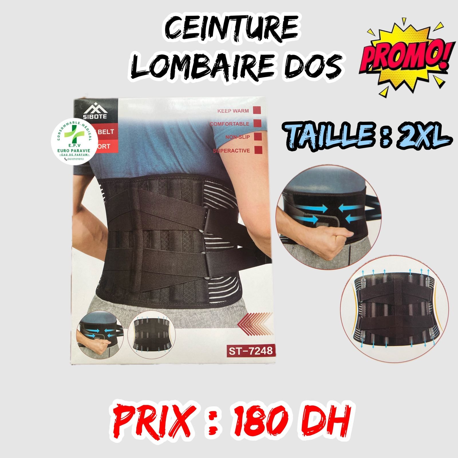 CEINTURE LOMBAIRE DOS TAILLE : XXL