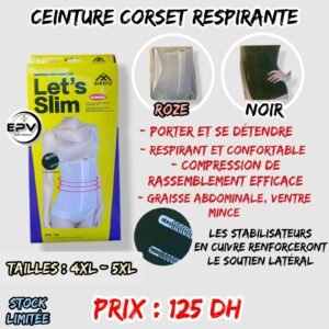 CRINTURE CORSET RESPIRANTE { ROZE / NOIR } 3XL / 4XL / 5XL