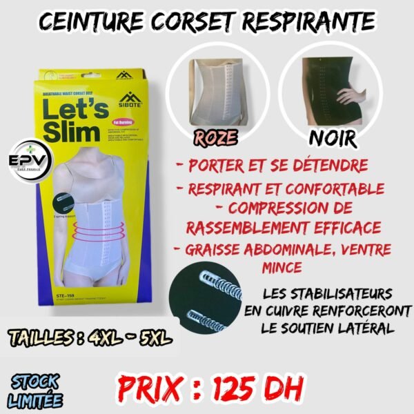CRINTURE CORSET RESPIRANTE { ROZE / NOIR } 3XL / 4XL / 5XL