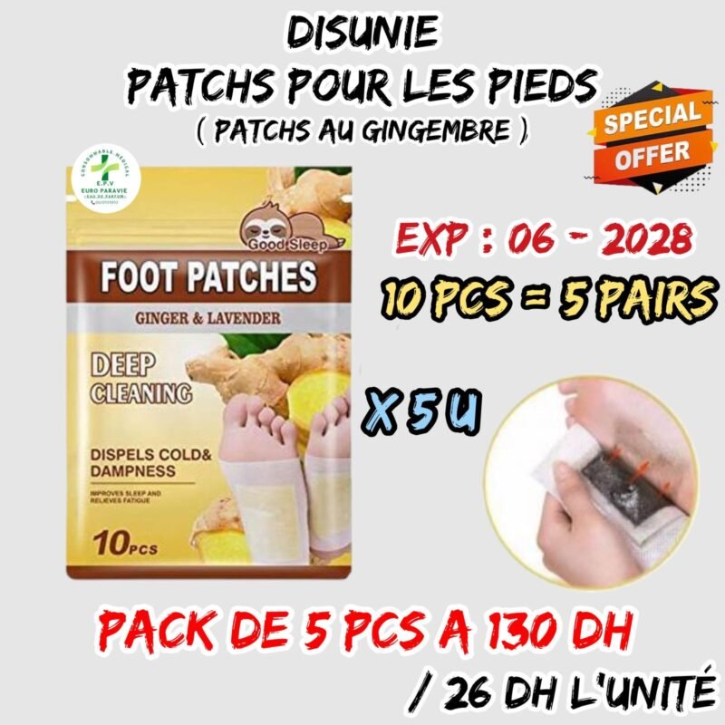 DISUNIE PATCHS POUR LES PIEDS { PATCHS AU GINGEMBRE } PACK DE 5pcs