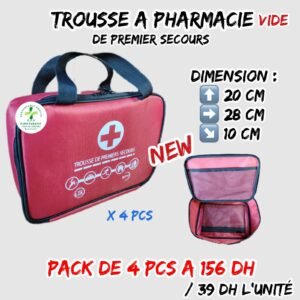 TROUSSE A PHARMACIE VIDE DE PREMIER SECOURS PACK DE 4 PCS./39 DH L'UNITÉ.