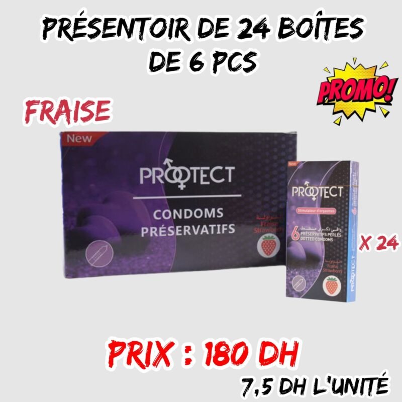 PRESENTOIR PRESERVATIFS FRAISE DE 24 BOITE DE 6 PCS