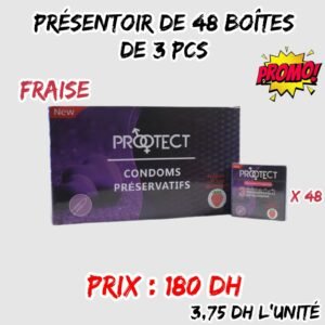 PRESENTOIR PRESERVATIFS FRAISE DE 48 BOITE DE 3 PCS