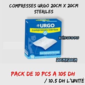 URGO COMPRESSE DE GAZE STERILES 20 CM X 20 CM