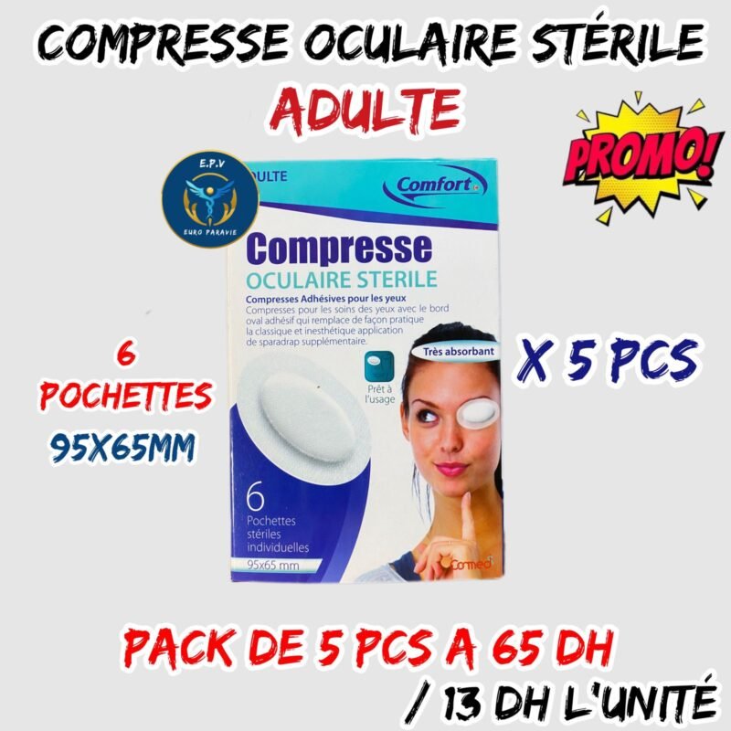 COMPRESSE OCULAIRE STERILE ADULTE { PACK DE 5 PCS }