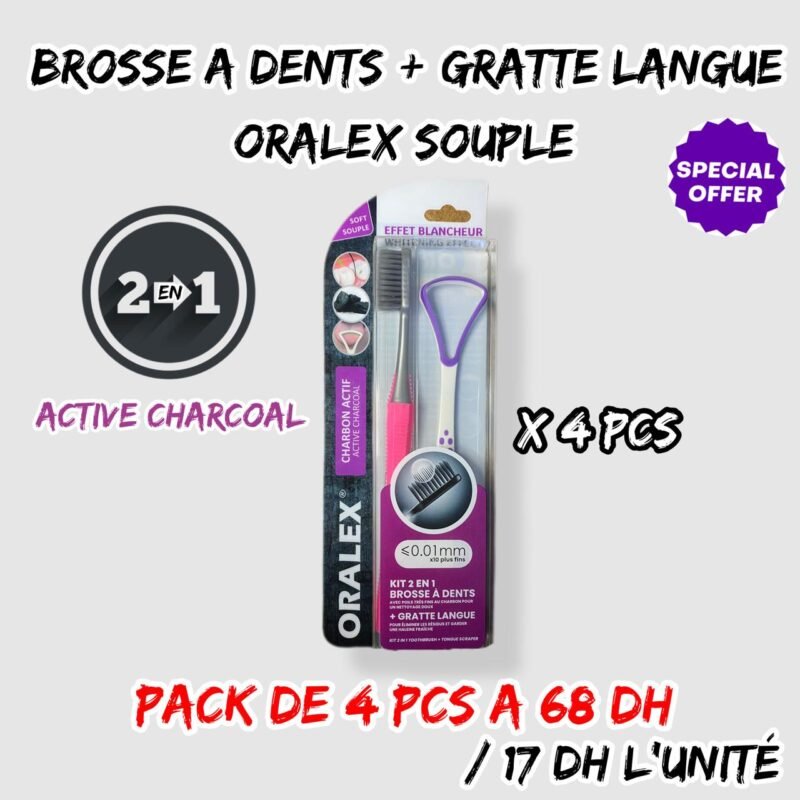 BROSSE A DENTS GRATTE LANGUE ORALEX SOUPLE 4 PCS