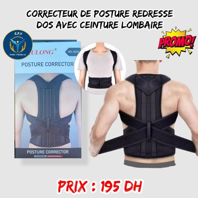 CORRECTEUR DE POSTURE REDRESSE DOS AVEC CEINTURE Lombaire.