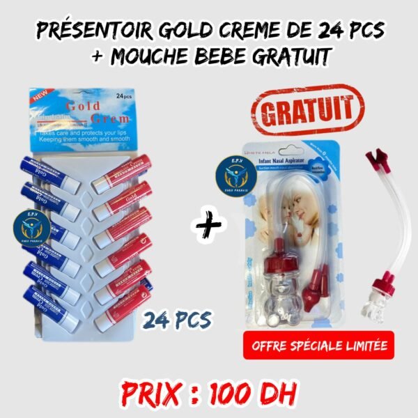 PRESENTOIR GOLD CREME DE 24 PCS + MOUCHE BEBE GRATUIT