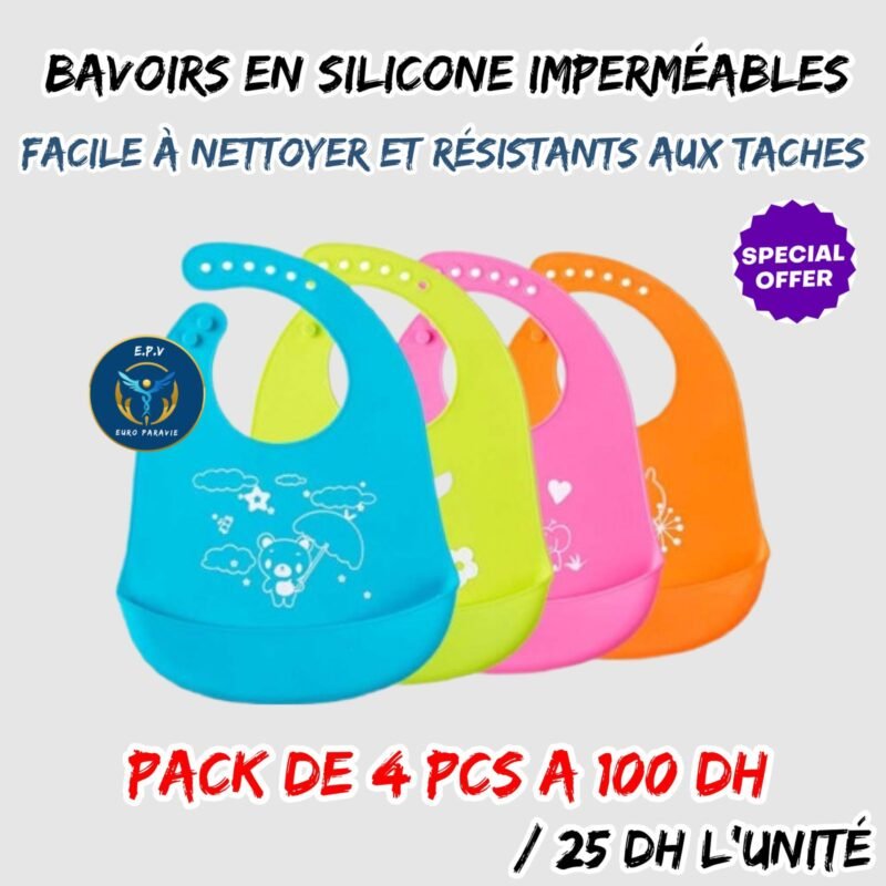 BAVOIRS EN SILICONE IMPERMÉABLES PACK DE 4 pcs / 25dh U