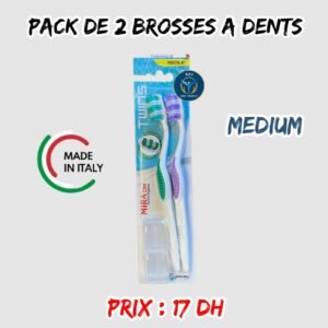 PACK DE 2 BROSSES A DENTS Médium./17 dh U.