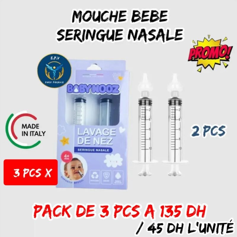 MOUCHE BEBE SERINGUE NASALE 2 PCS { PACK DE 3 PCS }