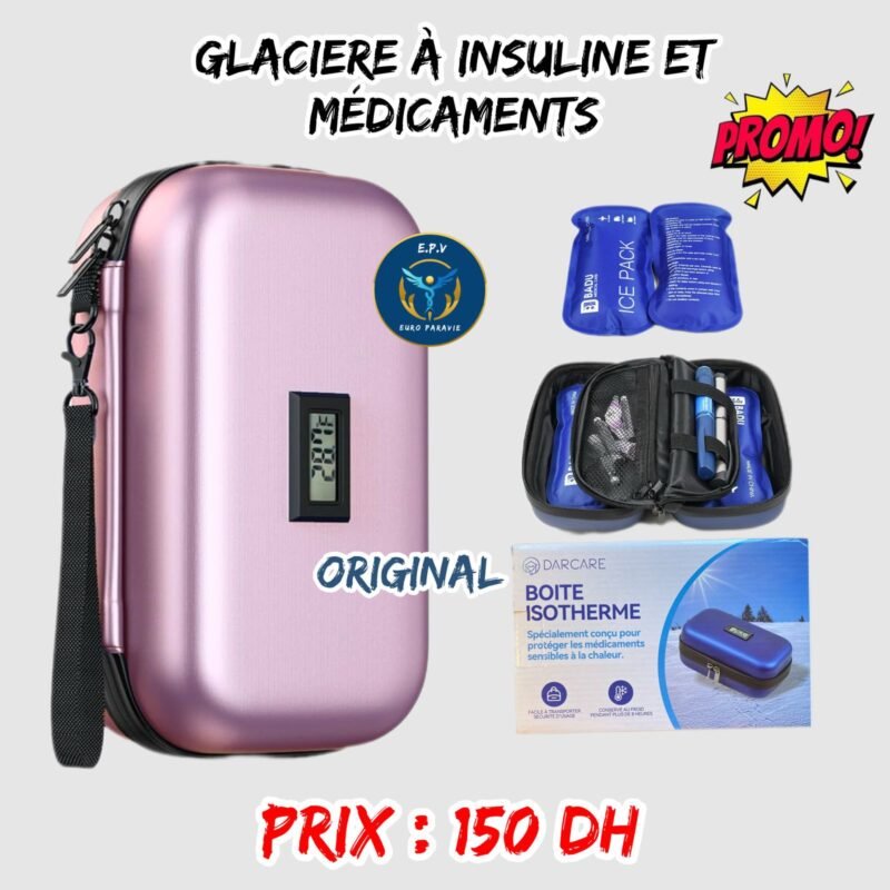 GLACIERE A INSULINE ET MEDICAMENTS ROSE