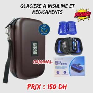 GLACIERE A INSULINE ET MEDICAMENTS MARRON